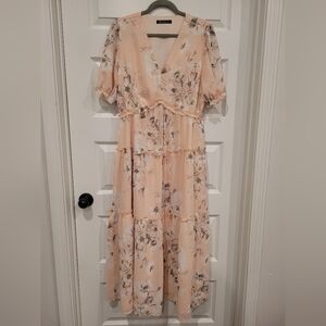 Simplee Peachy Pink Ruffled Maxi Dress, Size Medium
